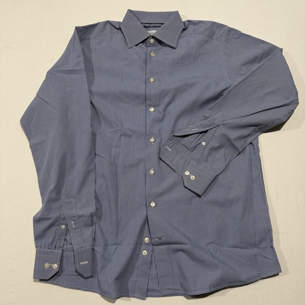 NWOT Eton Shirt Mens 16 41 Contemporary Fit Blue White Gingham Check Dress Shirt
